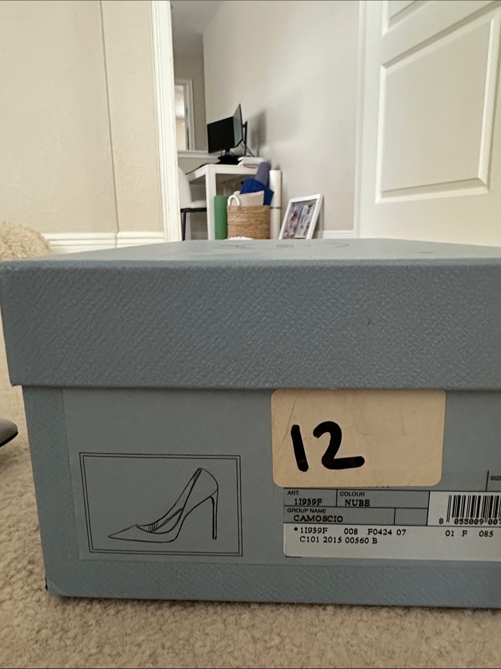 Prada Light Gray Suede Pointed-Toe Pumps - Picture 8 of 8